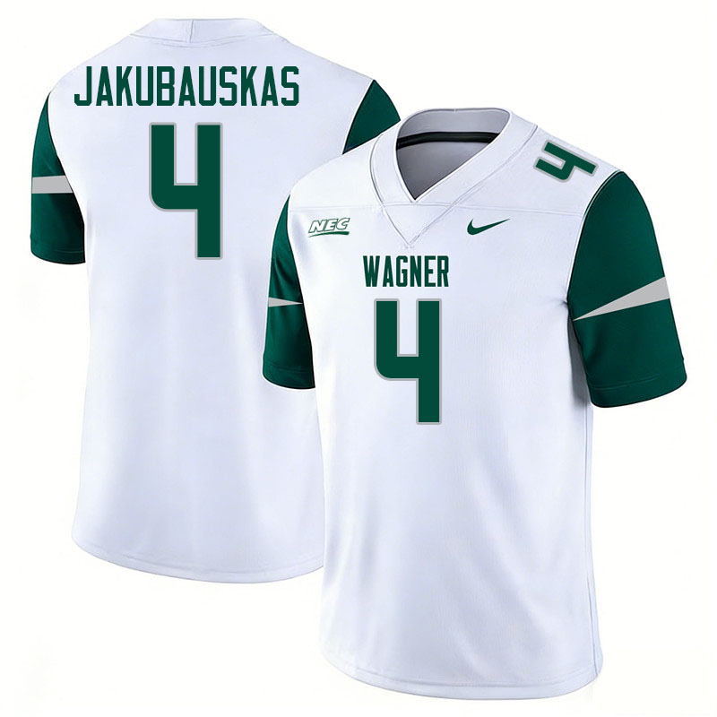 Wagner Seahawks #4 Luke Jakubauskas College Football Jerseys,Uniforms Stitched-White